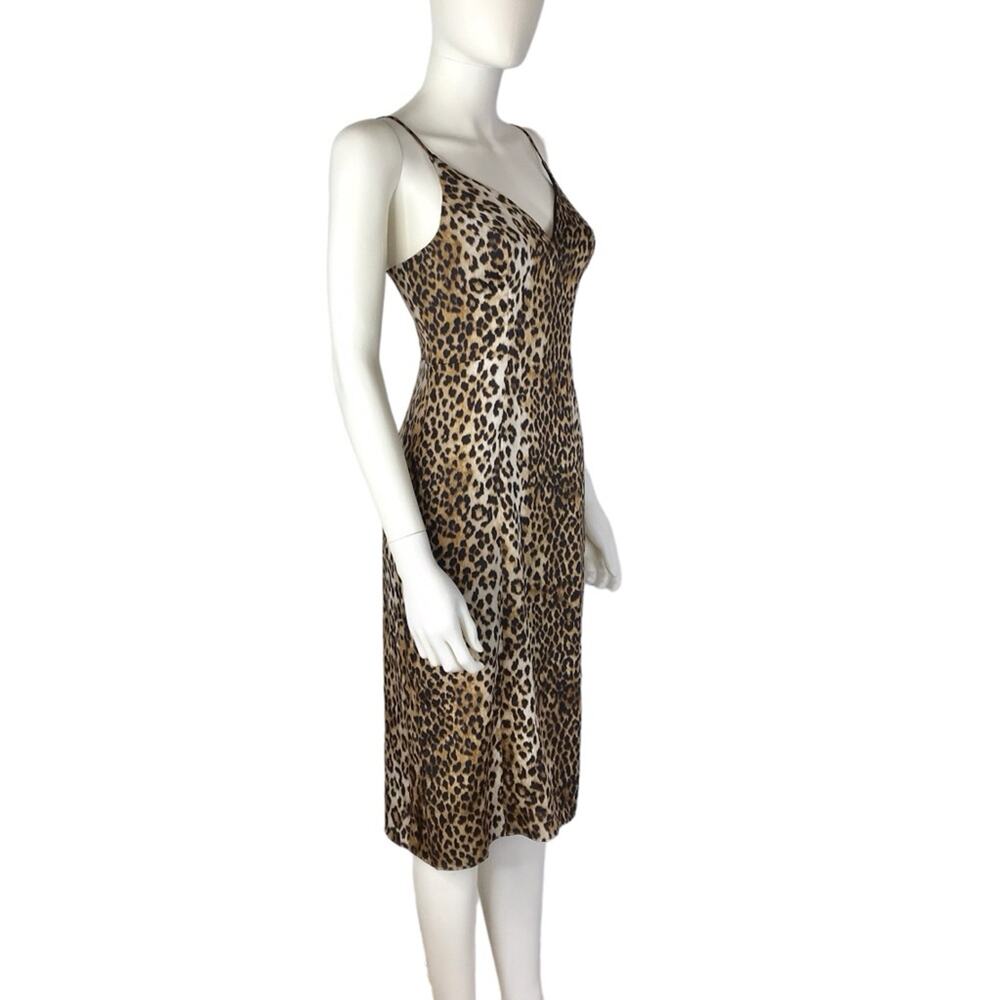 Express Leopard Animal Print Slip Midi Brow & Bla… - image 5